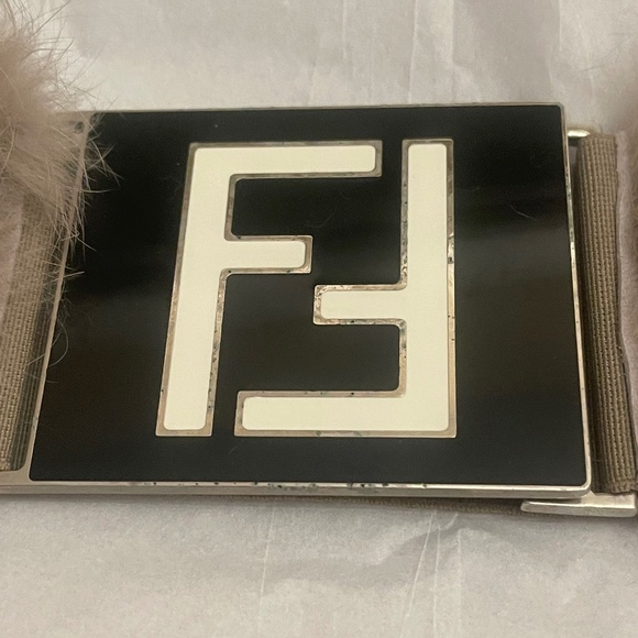 Fendi FF Elastic and FUR Belt Double F ITALY 23.5 inches STRETCH - Picture 14 of 16
